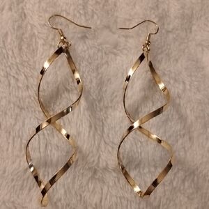 Gold Spiral Earrings with Double Twist Design